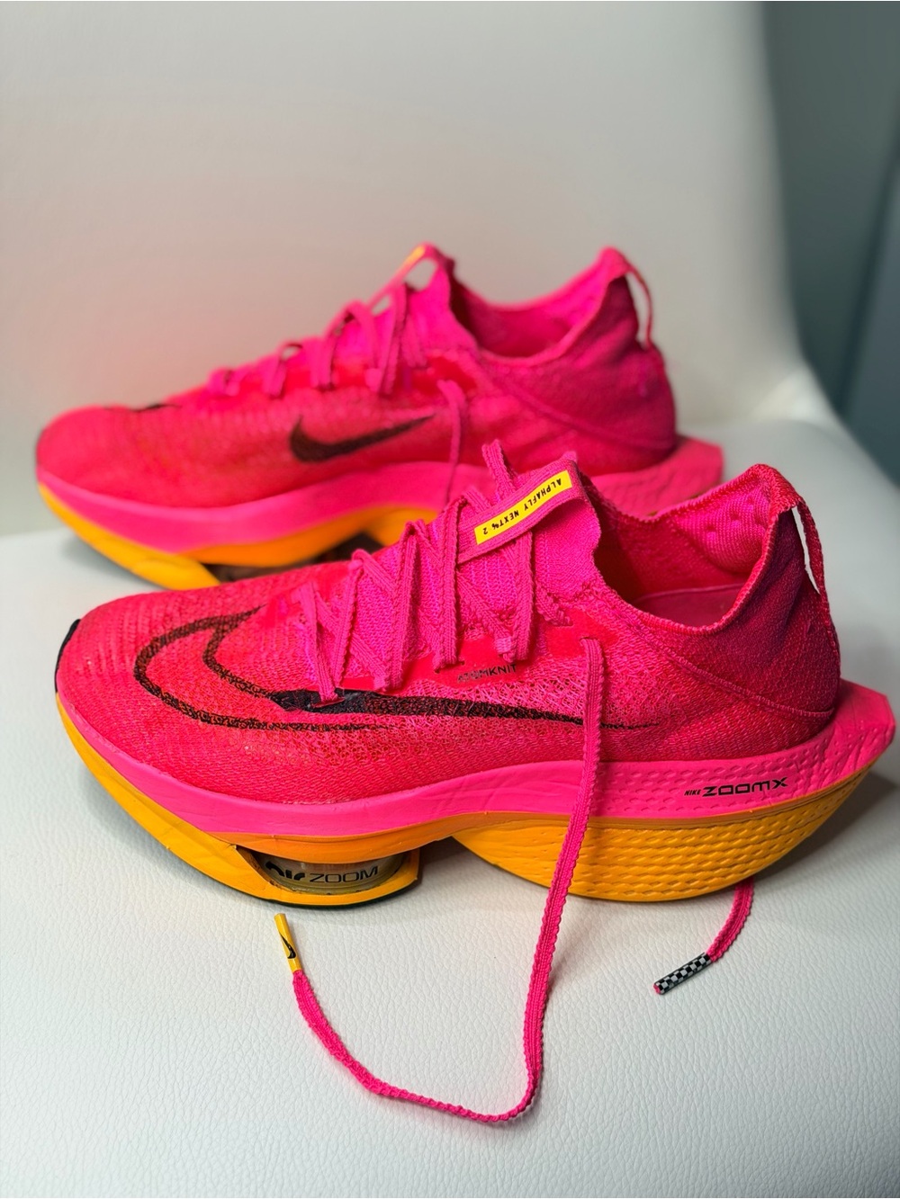 Nike Air Zoom Alphafly NEXT% 2 in the Hyper Pink / Laser Orange Women’s 6